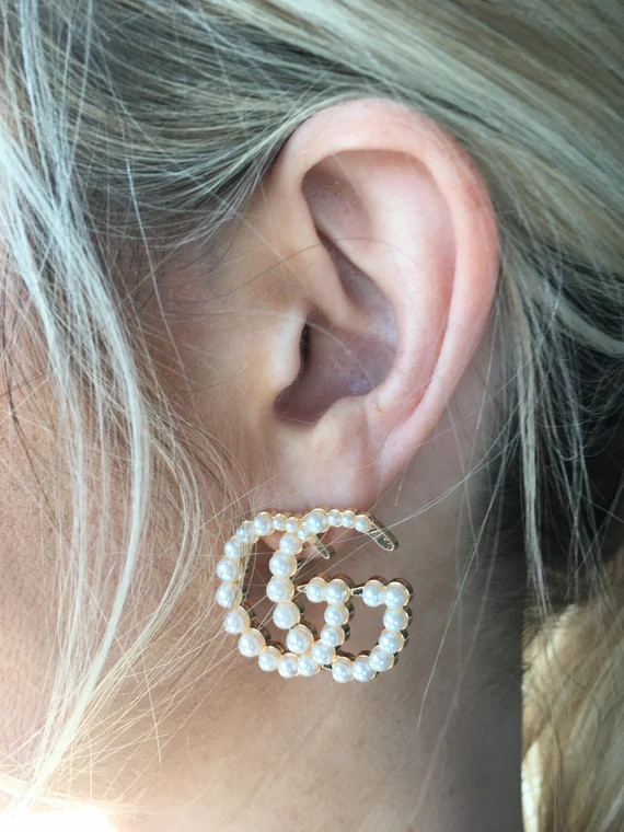 GG gucci  pearl earrings same day shipping!! | Etsy (US)