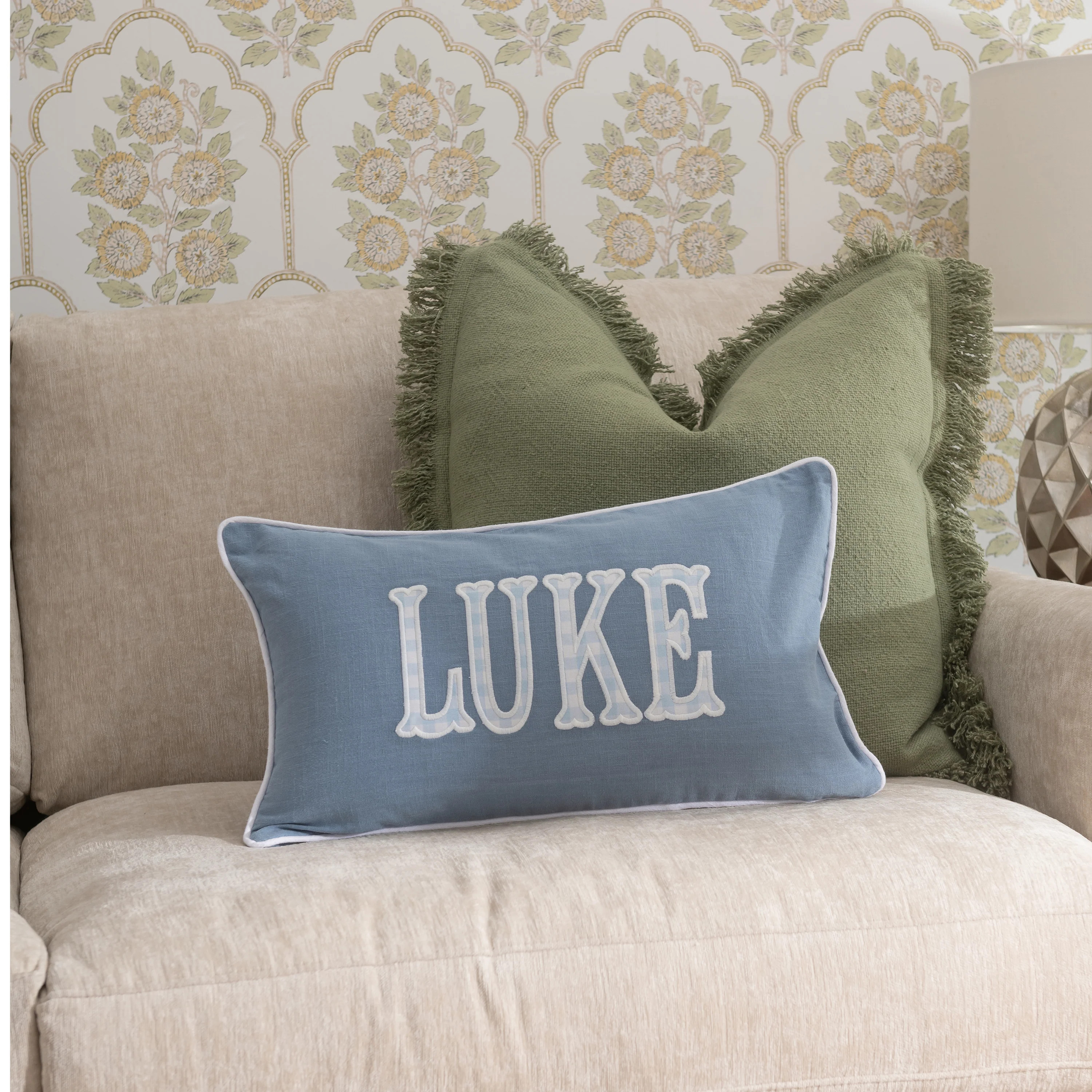 Copenhagen Blue Solid x Baby Blue Gingham | Rooney Embroidery