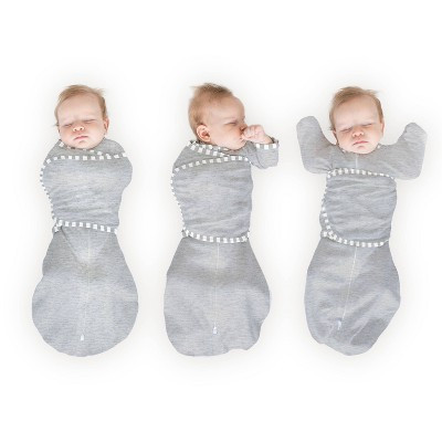 Omni Swaddle Wrap & Arms up Sleeves & Mitten Cuffs - Heathered Gray with Stripe Trim 0-3 Months | Target