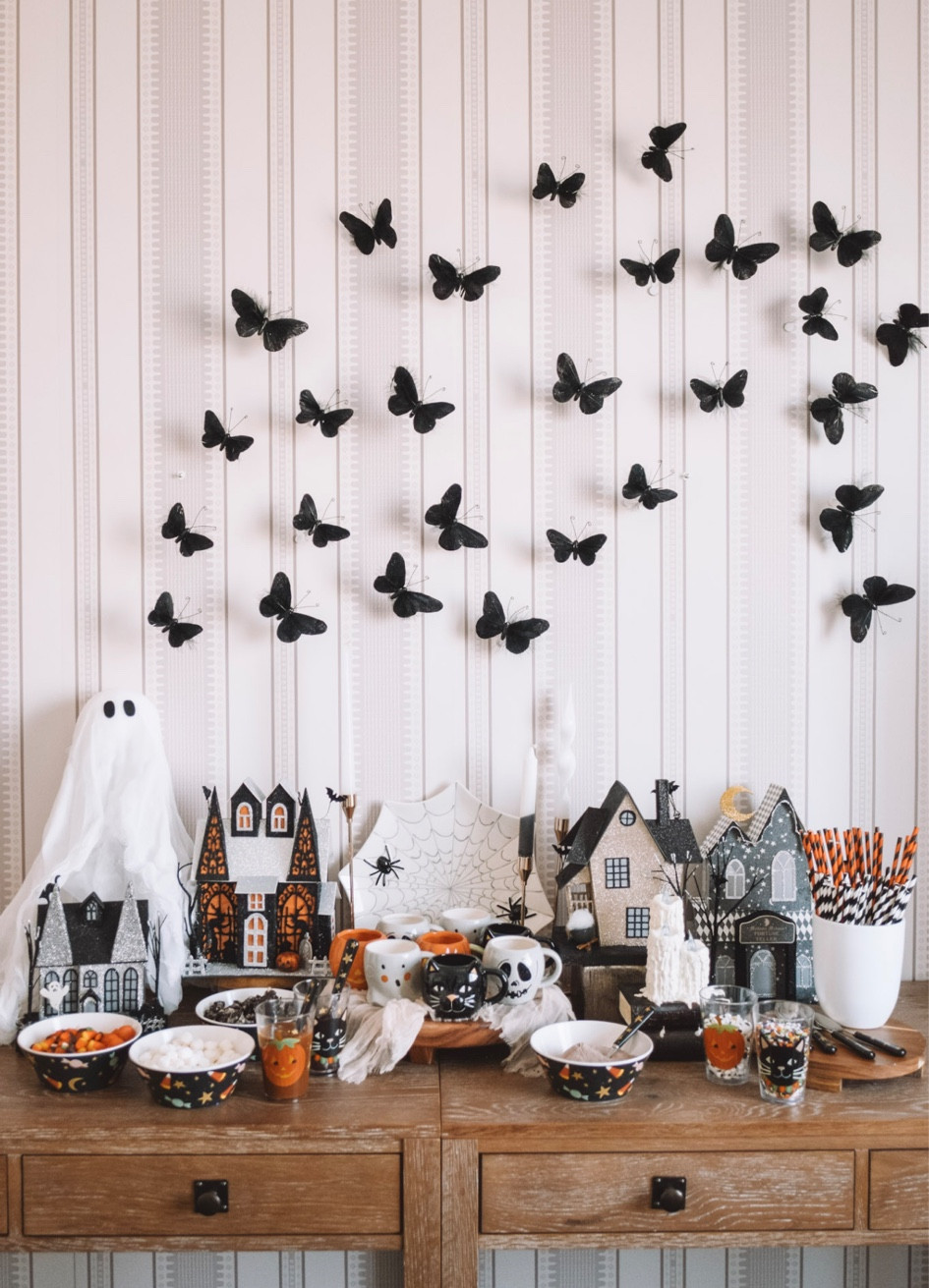 Halloween Decor - A fun little Halloween themed hot chocolate bar with Halloween mugs, haunted houses, indoor Halloween decor and all the fun and delicious toppings!

#LTKHalloween #LTKParties #LTKFamily