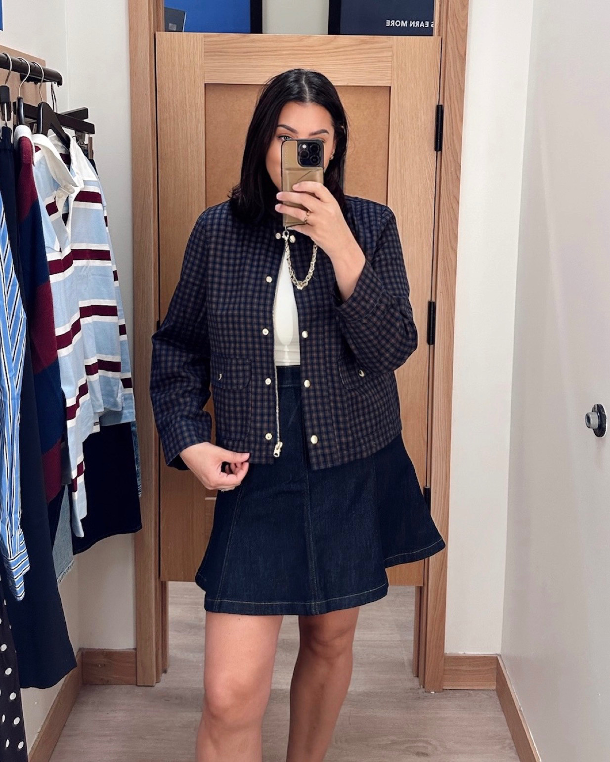 On sale this weekend at J.Crew Factory! 50% off with an additional 20% off, orders over $125 (code: FALLFORIT)

I'm in the medium of the field jacket, fit is true to size with a boxy fit. 

I'm in the 10 of the skirt, but would prefer the 8 as it runs quite big! Stretchy and very high rise.  

 