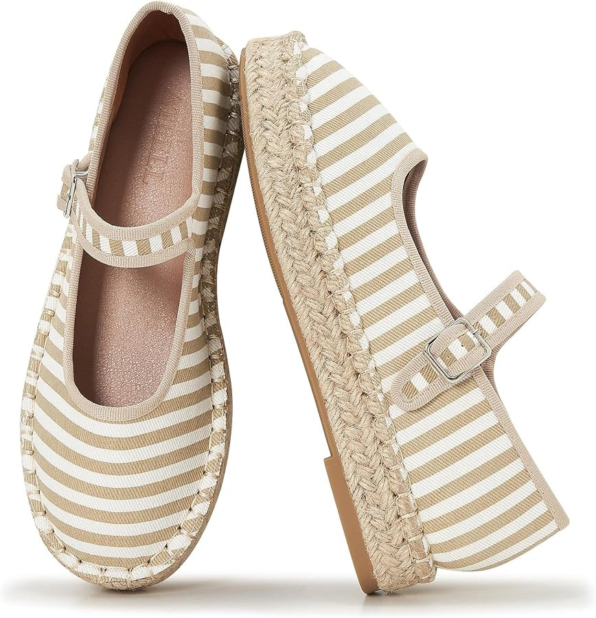 Women's Mary Jane Espadrilles Woven Espadrille Outsole Canvas Summer Flats | Amazon (US)