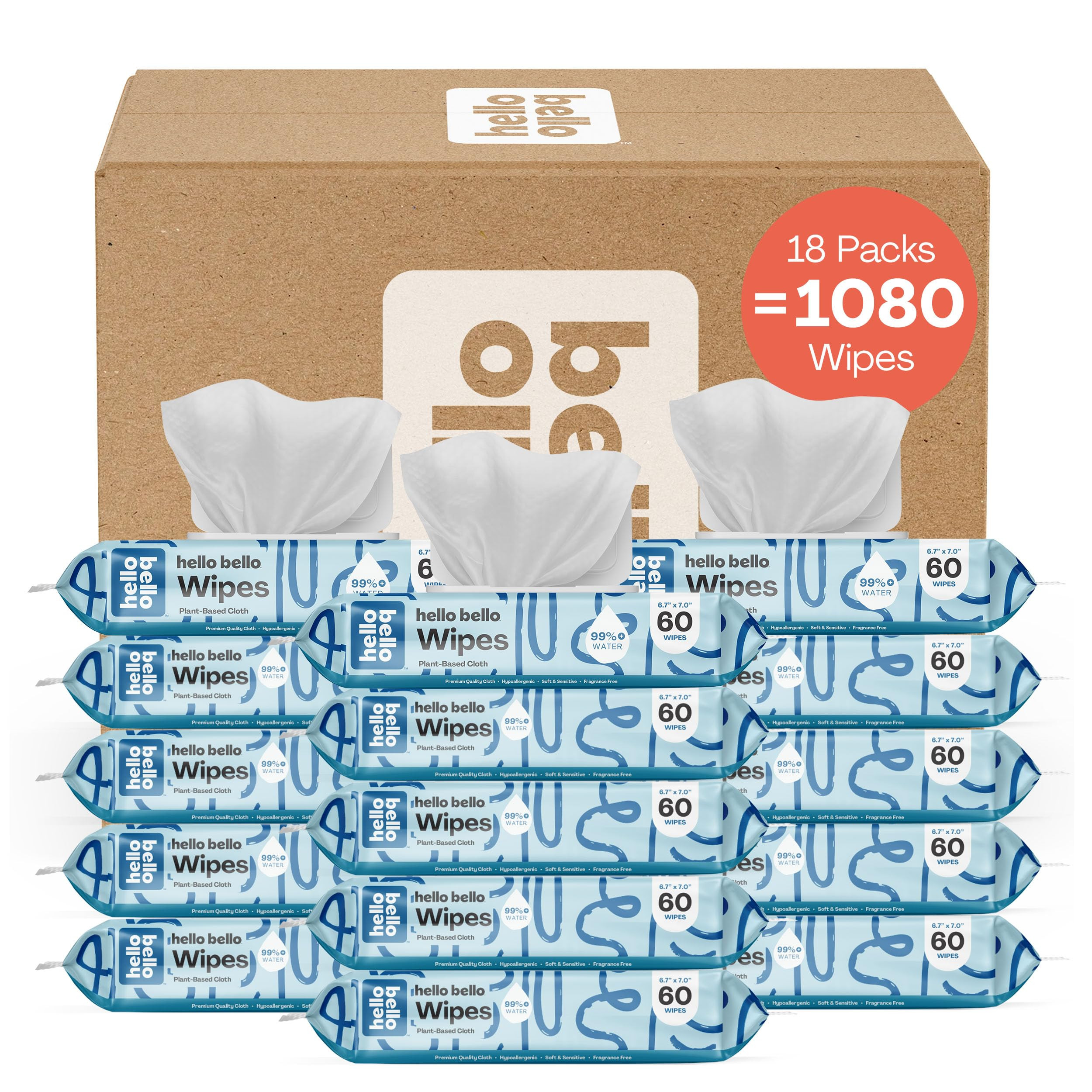 Hello Bello Extra Gentle Unscented Baby Wipes, Plant Based, Made with 99% Water and Aloe for Babi... | Amazon (CA)