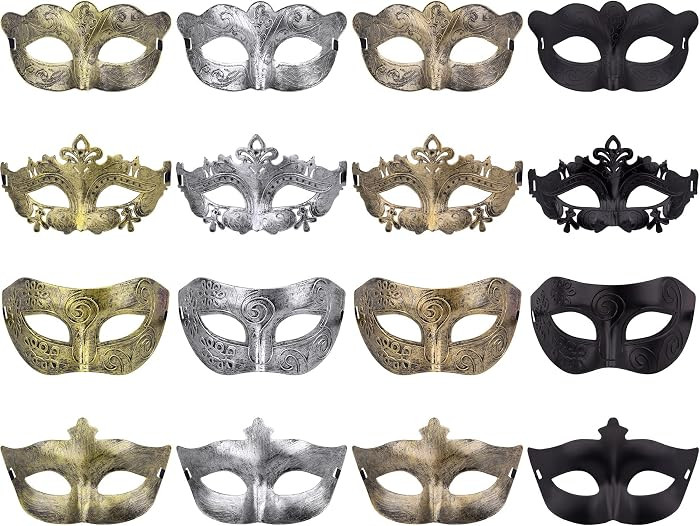 FEQO 16 Pieces Masquerade Masks Venetian Vintage Antique Mask for Men Women | Amazon (US)