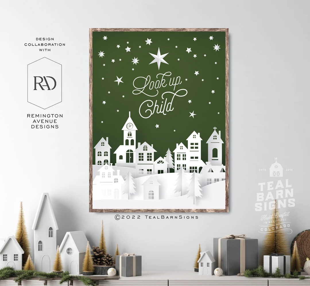 Look Up Child Sign -- Remington Avenue, Christmas Village, Silhouette, Winter Wall Art | Etsy (US)