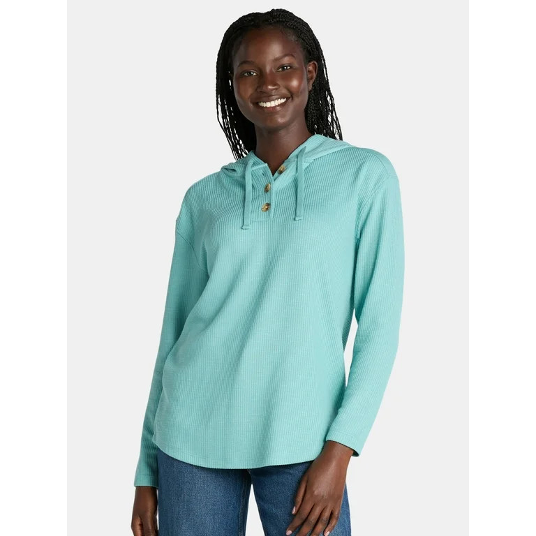 Time and Tru Women's Ribbed Tunic Hoodie, Sizes S-XXXL | Walmart (US)
