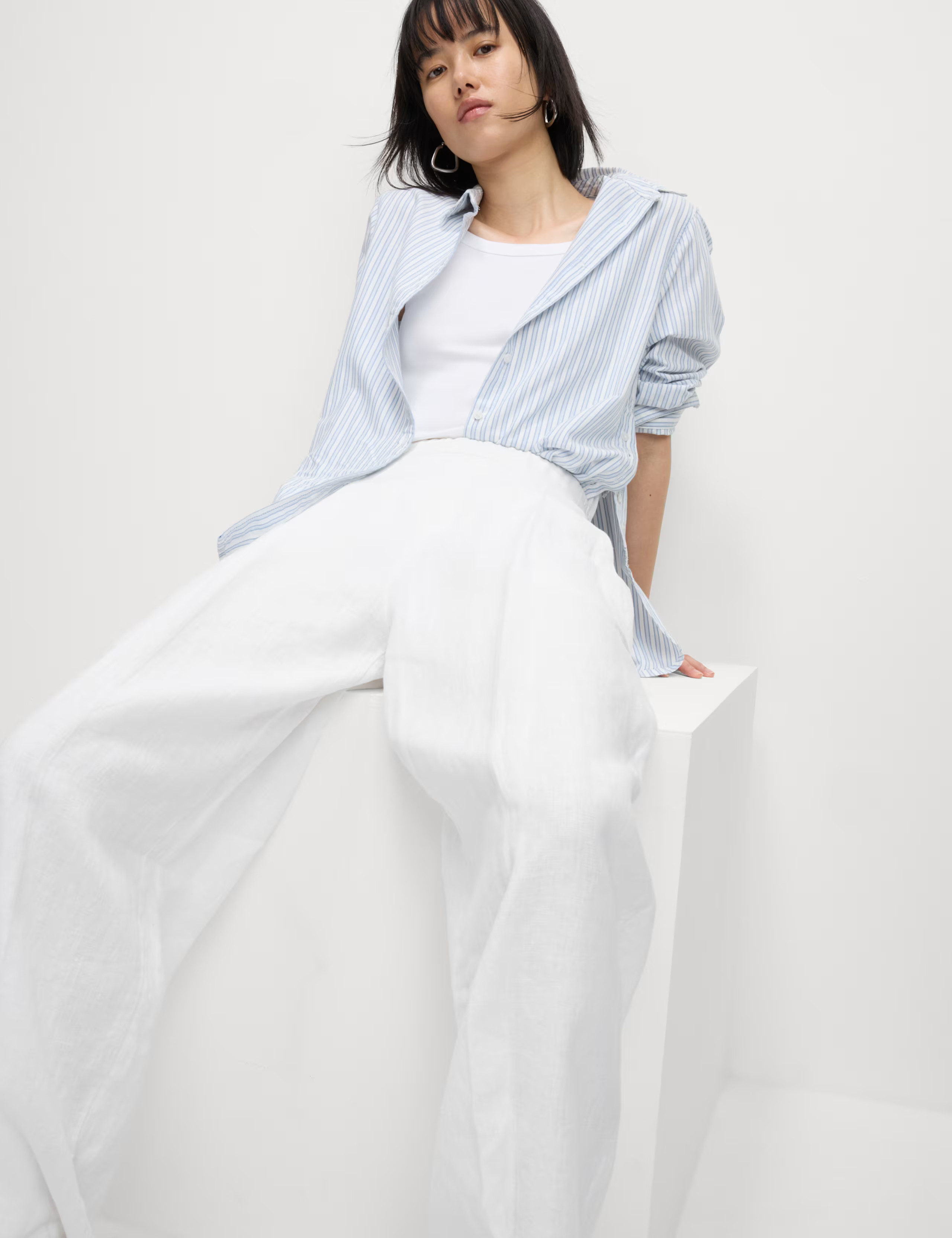 Pure Linen Carrot Leg Trousers | Marks & Spencer (UK)