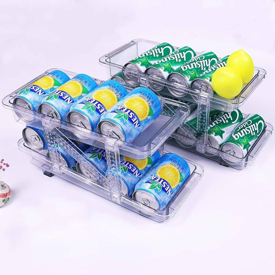 Kiencyluky 2 Pack Soda Can Dispenser for Refrigerator,Stretchable Width Sode Can Organizer,Stacka... | Amazon (US)