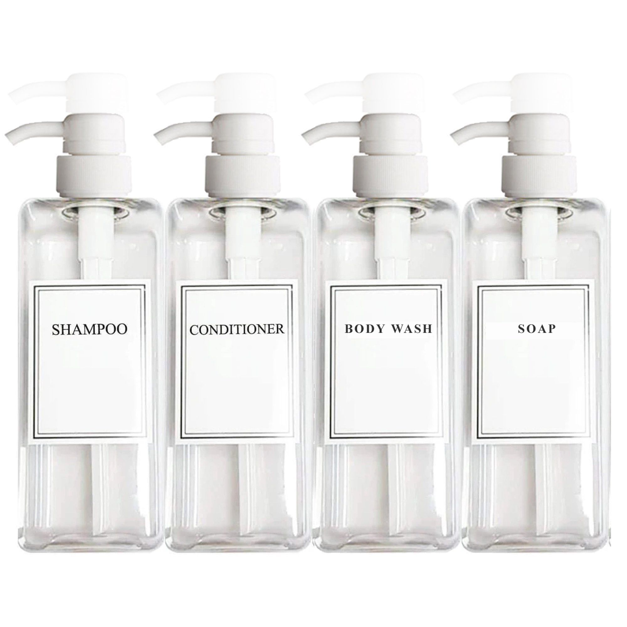 27 oz Empty Plastic Square Bottles with White Pump Dispenser Shampoo,  4Pack | Walmart (US)