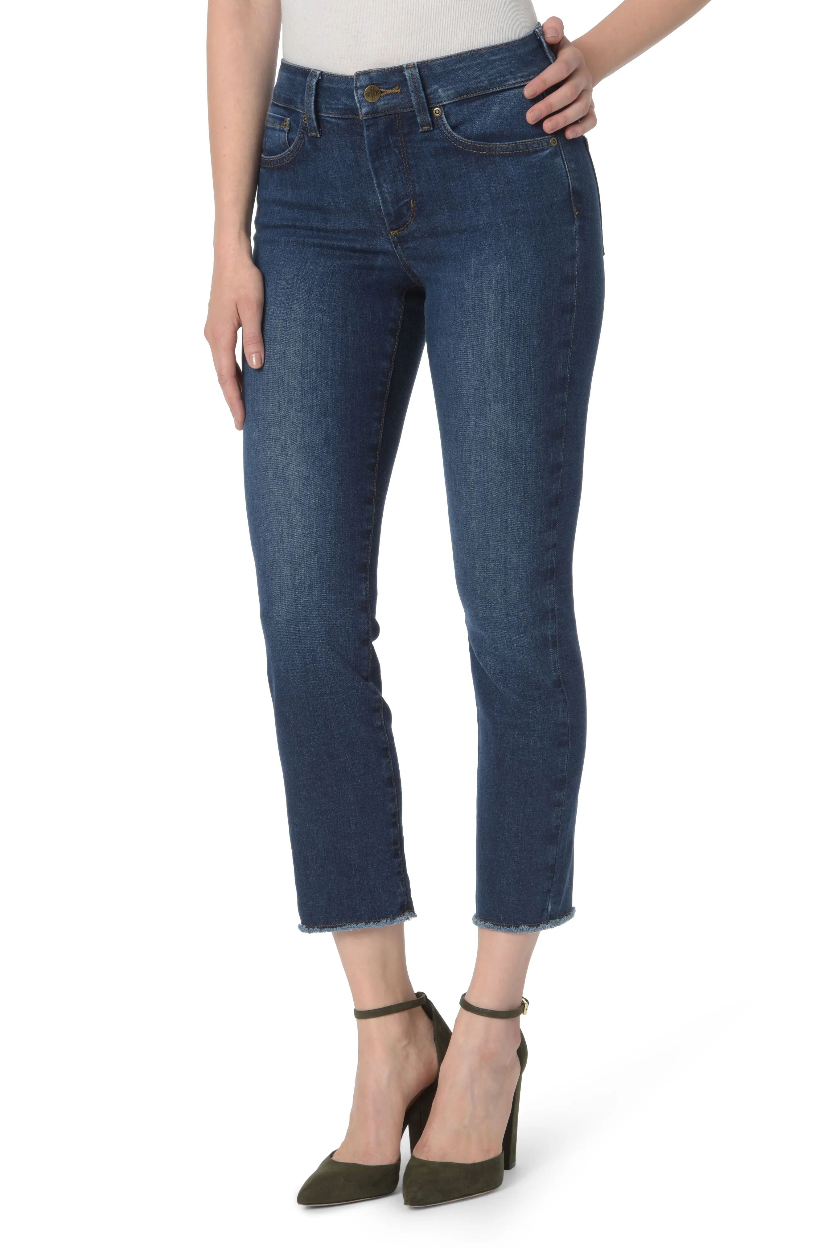 Women's Nydj Sheri High Waist Frayed Hem Slim Ankle Jeans | Nordstrom