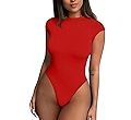ZileZile Women's Sexy Bodycon Short Sleeve Scoop Neck Leotard Bodysuit | Amazon (US)