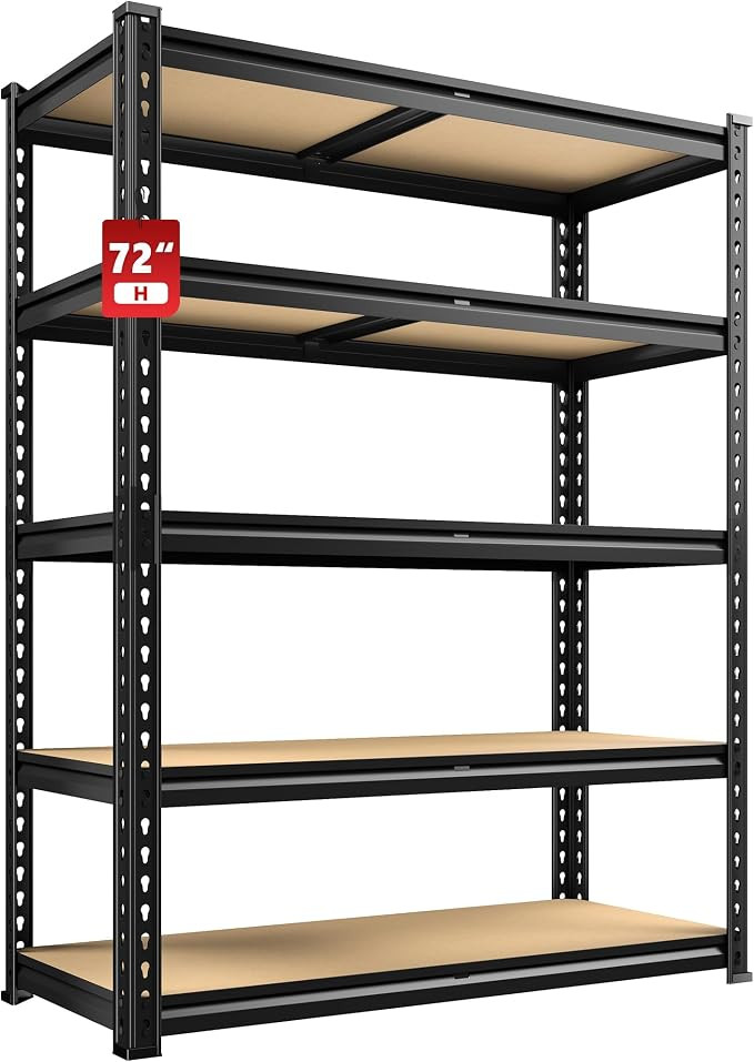 REIBII 2400LBS Storage Shelves 5 Tier Garage Shelving Heavy Duty Adjustable Garage Shelves, Utili... | Amazon (US)