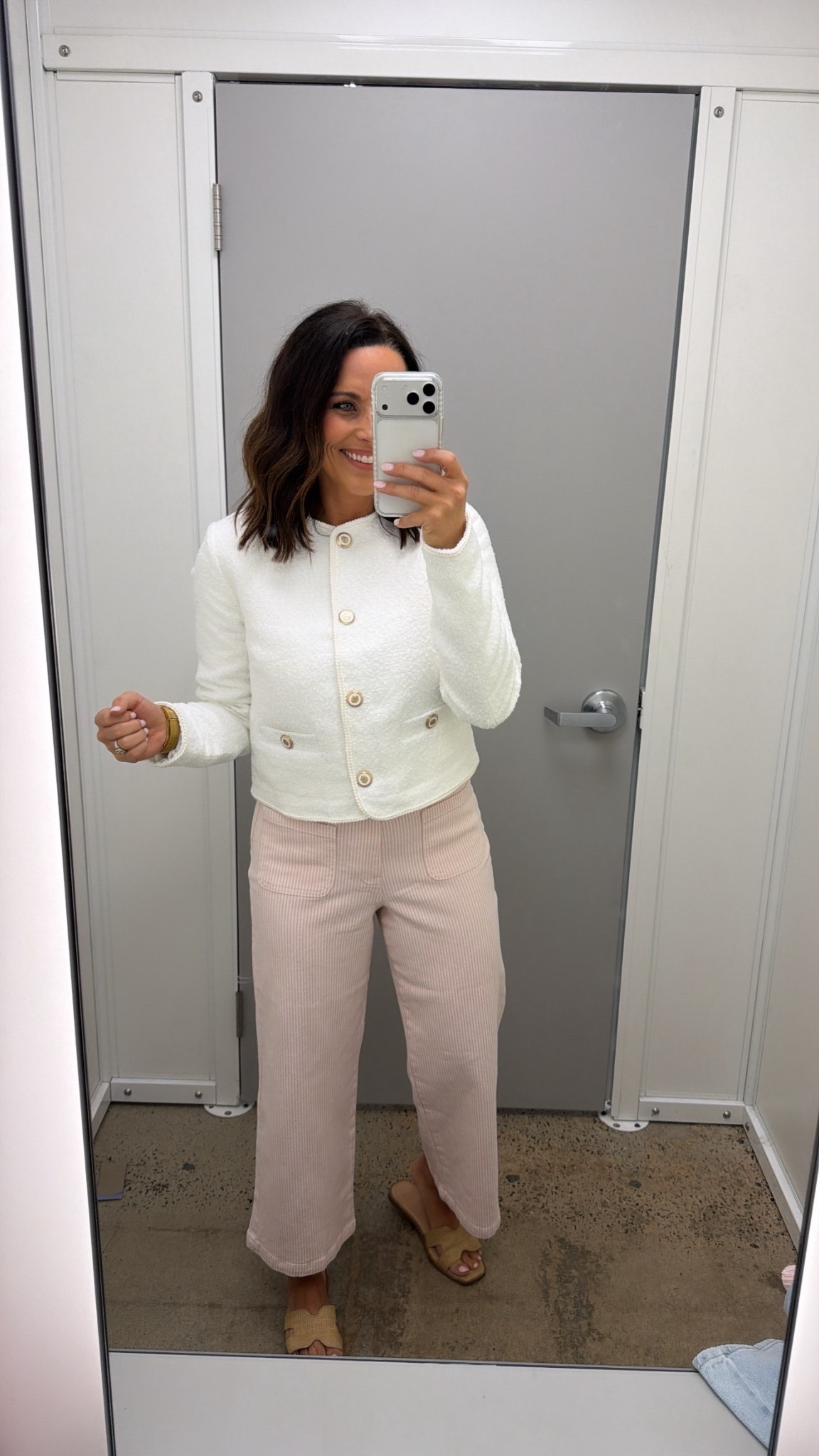 How fun are these pink and white striped pants? Such a cute statement piece for spring and the style of them is so flattering. Paired them with this white jacket and the gold details are so good. It’s the perfect little spring jacket to throw on over dresses or any outfit when you want it to feel a little more put together.

#springstyle #stripedpants #springoutfit #whitejacket #goldbuttondetails #affordablestyle #everydayoutfit #springfashionfinds #ltkstyle #ltkfashion #ltkfinds

#LTKPetite #LTKOver40 #LTKmomlife