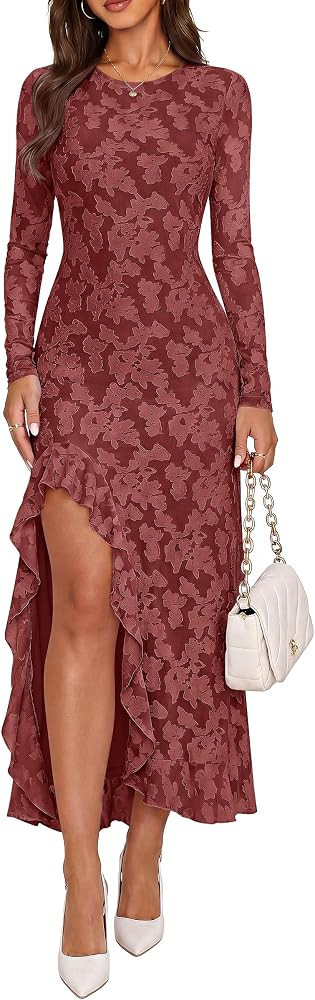 PRETTYGARDEN Women's Formal Maxi Floral Dresses with Slit | Amazon (US)