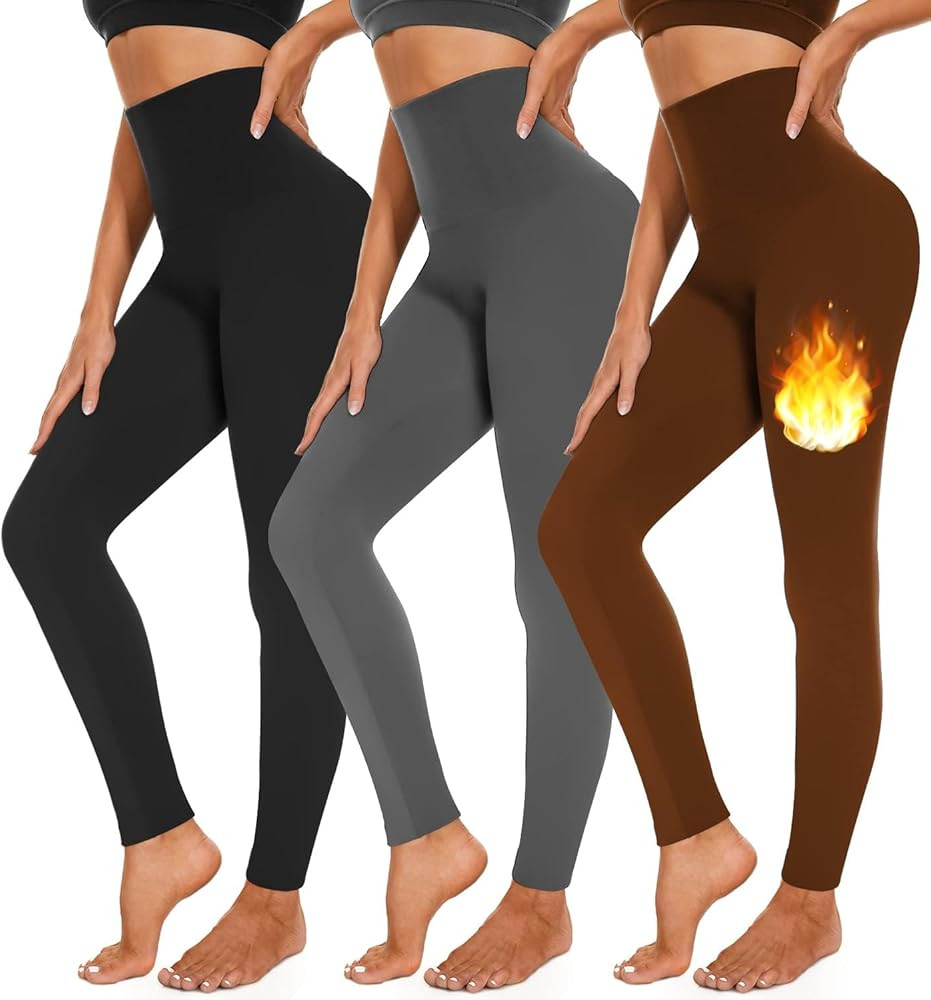 3 Pack Fleece Lined Leggings Women High Waisted Warm Winter Yoga Pants for Women Thermal Running ... | Amazon (CA)