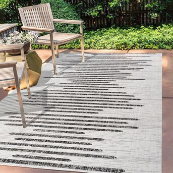JONATHAN  Y Santa Monica 8 X 10 (ft) Ivory/Black Indoor/Outdoor Stripe Bohemian/Eclectic Area Rug | Lowe's