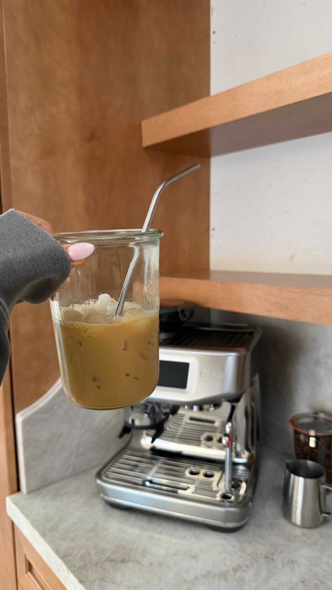 Morning coffee, but make it aesthetic 🤍
My daily iced latte setup at home using my favorite espresso machine, glass coffee cup, and reusable metal straw. This is my go-to cozy kitchen moment that saves money and feels like a café at home. #ltkhome #ltkfinds #ltkitchen #ltkcoffee #coffeebarathome #homecoffee #icedlatteathome #espressoathome #coffeelover #cozyhome #kitchenaesthetic #coffeestation #morningcoffee #glassmug #reusablestraw #coffeeroutine #simplehome #neutralhome #athomecafe #everydaymoments

#LTKHome #LTKMens #LTKSaleAlert