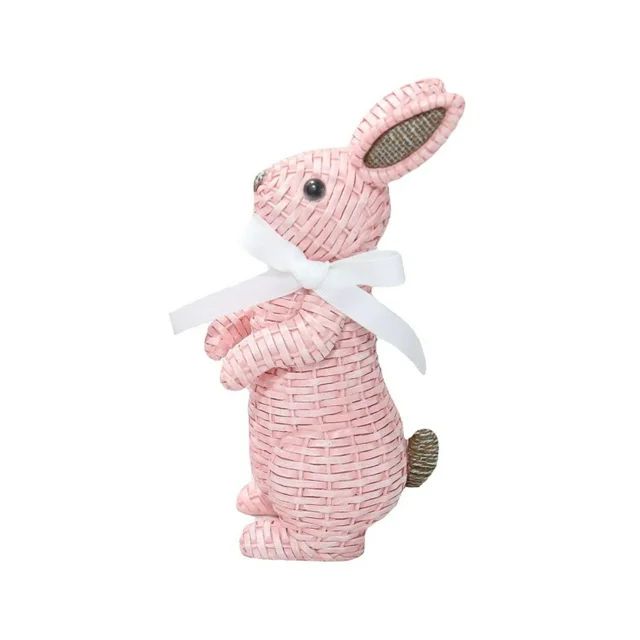 Milue Easter Bunny Figurine Resin Rattan Woven Rabbit Statue Art Crafts Decoration | Walmart (US)