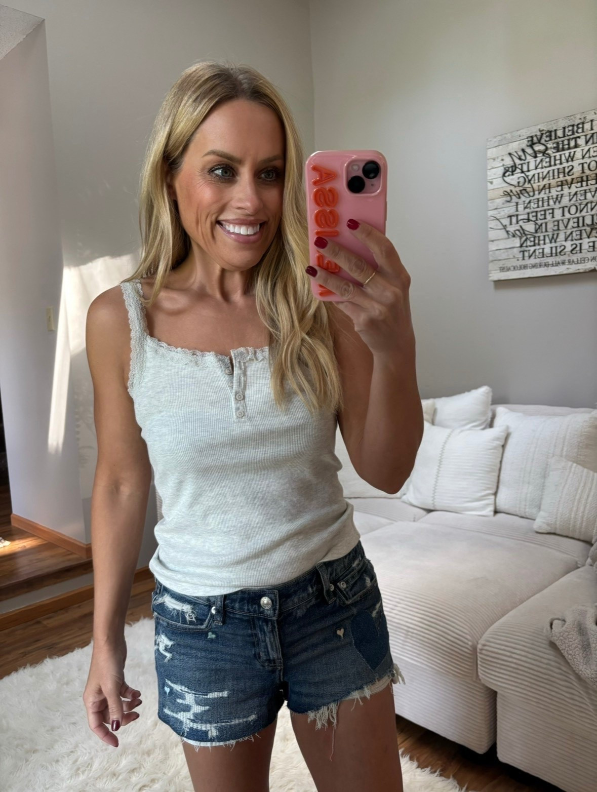 Use code GET20 and this henley tank comes down to just over $10! Lots of colors and patterns available. Lace-trimmed and oh-so-cute! TTS, but juniors so size up one if in between. #ad

#LTKmomlife #LTKOver40 #LTKootd