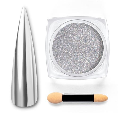 beetles Gel Polish Sliver Chrome Nail Powder, Mirror Metallic Effect Premium Salon Nail Glitter Manicure Pigments for Nail Art Design, 0.04oz/1g | Amazon (US)