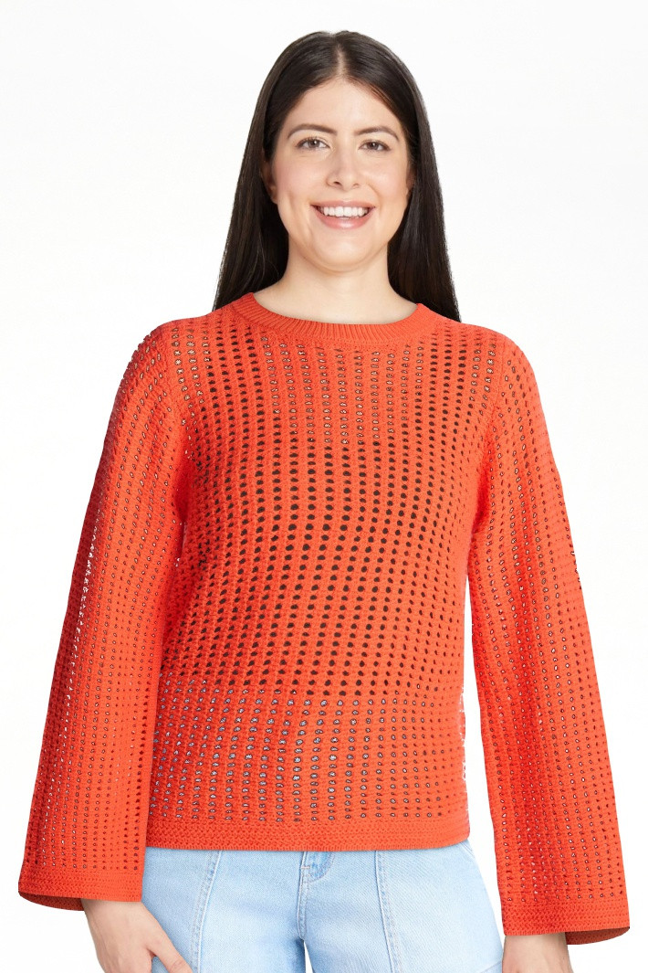 Time and Tru Women\u2019s Textured Cotton Sweater with Long Sleeves, Lightweight, Sizes XS-XXXL | Walmart (US)