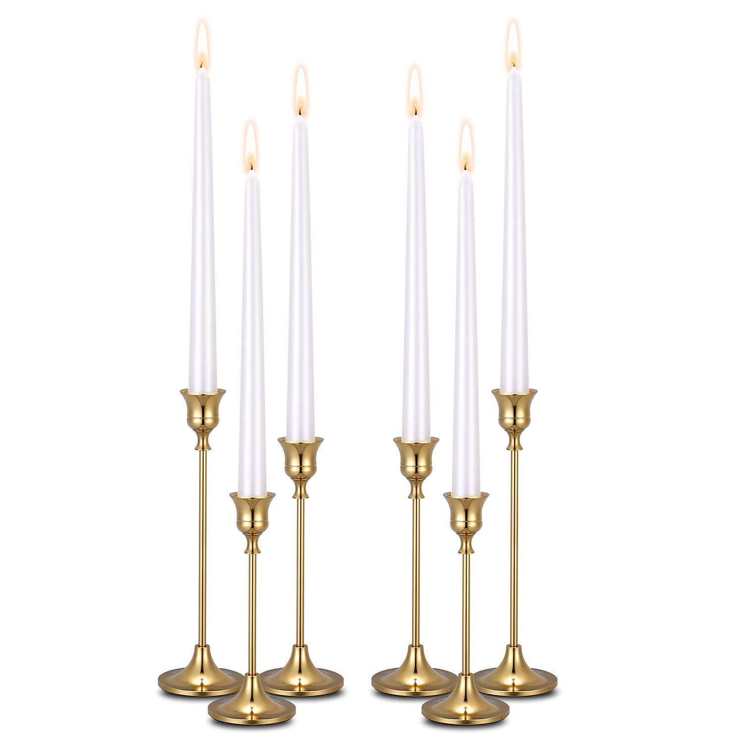 Gold Candle Holders Gold Candlestick Holder for Taper Candles - Set of 6 Candle Sticks Holders fo... | Amazon (US)