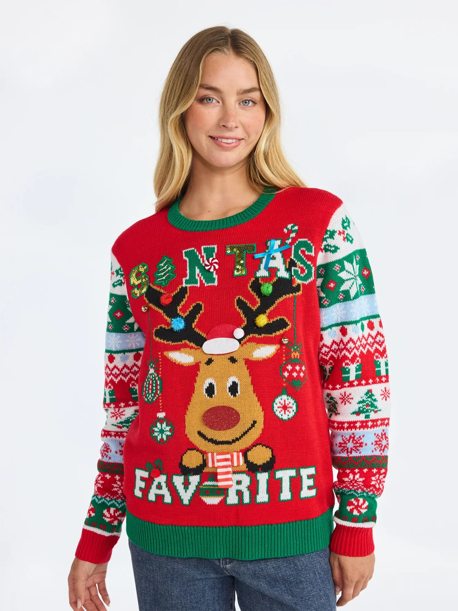 No Boundaries Christmas Sweater, Lightweight, Women's | Walmart (US)