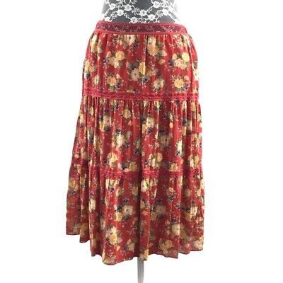 Ralph Lauren Vintage Red Floral Cottagecore Skirt Womens Small 90s Small | eBay US