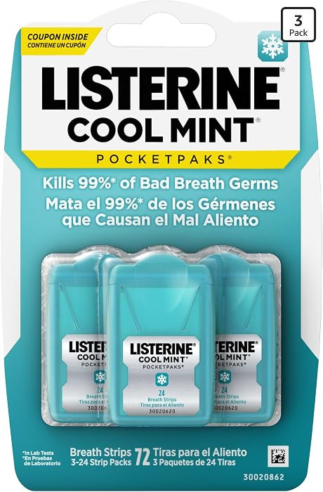 Listerine PocketPaks Cool Mint Breath Strips, Portable Pocket-Sized Oral Care Mouth Freshener, Di... | Amazon (US)