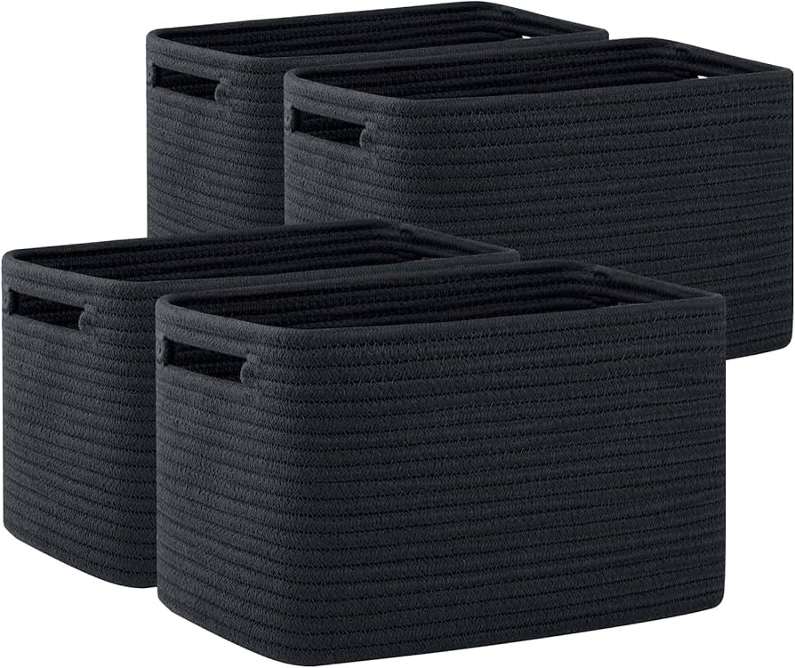 OIAHOMY 4 Pack Storage Baskets for Organizing, Cube Storage Bins for Shelves, Rectangle Storage B... | Amazon (US)