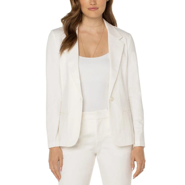 Women's Liverpool Los Angeles Fitted Short Blazer Small Vintage White | Scheels