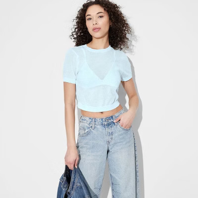 Women's Short Sleeve Crewneck Bikini Pullover Sweater - Wild Fable™ | Target