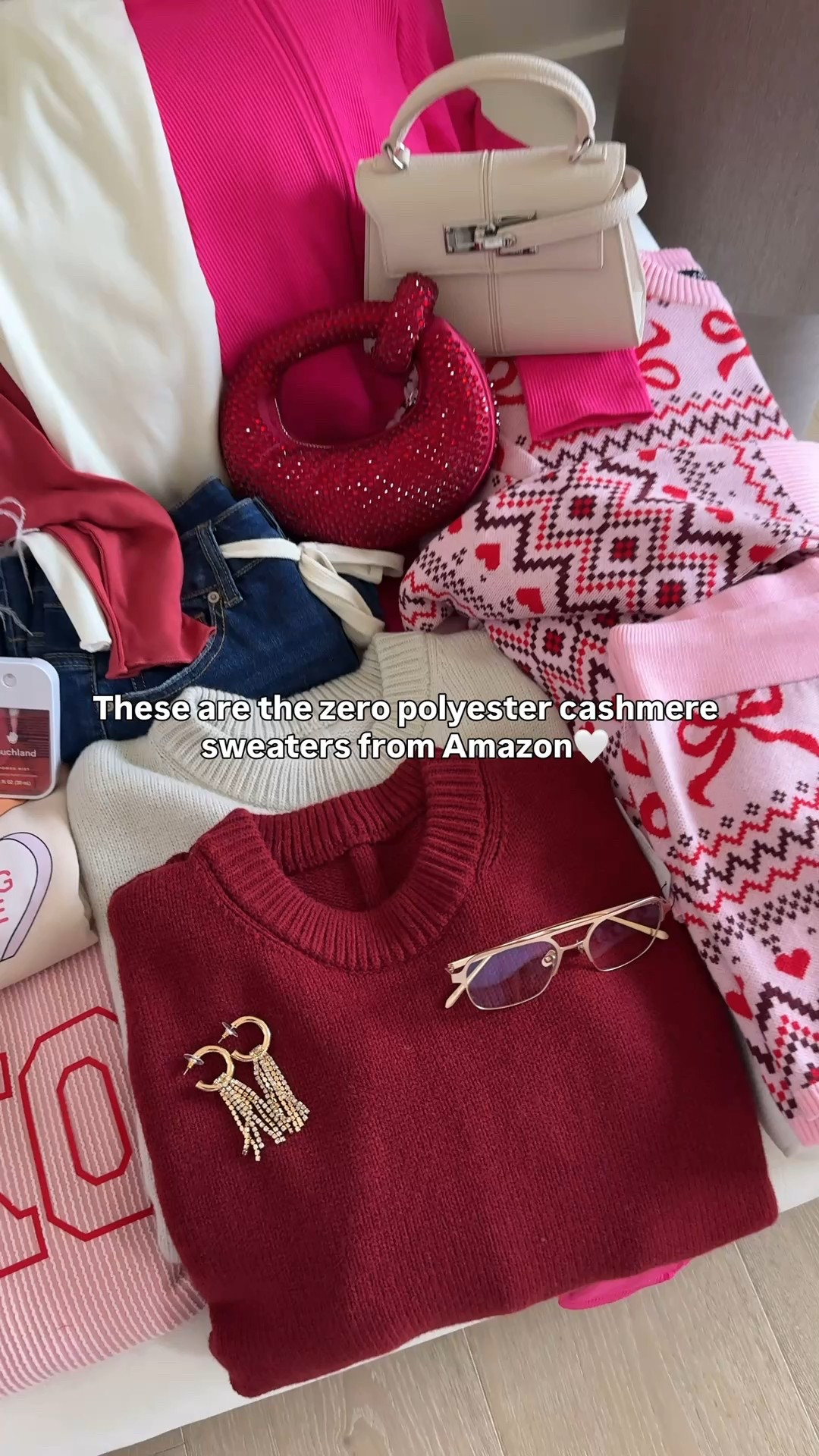 Scroll to shop! Follow for more! Zero polyester cashmere Amazon sweaters…SO soft & not itchy at all!!! Adorable little bag that reminds me of a Kelly! Plus sooo much more!!!😍 Excited for all the Valentine’s Day clothes & accessories!!!🤗 Grateful for YOU beautiful friends!!🤗✨ Sending you lots of love your beautiful, wonderful way!!!! Xo!!😘 

#LTKFindsUnder100 #LTKSaleAlert #LTKFindsUnder50