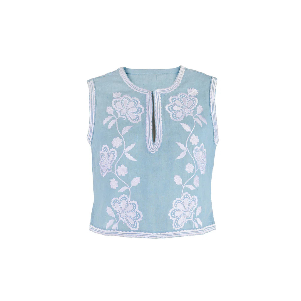 OTM Exclusive: Kasbah Trellis Top in Light Blue | Over The Moon