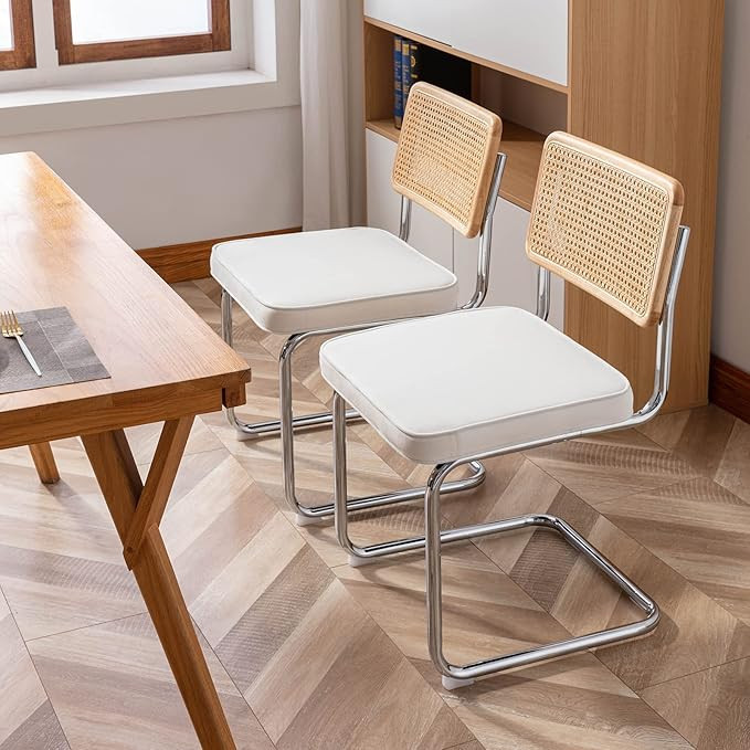 Zesthouse MId Century Modern Dining Chairs Set of 2, Velvet Accent Chairs with Natural Cane Back ... | Amazon (US)