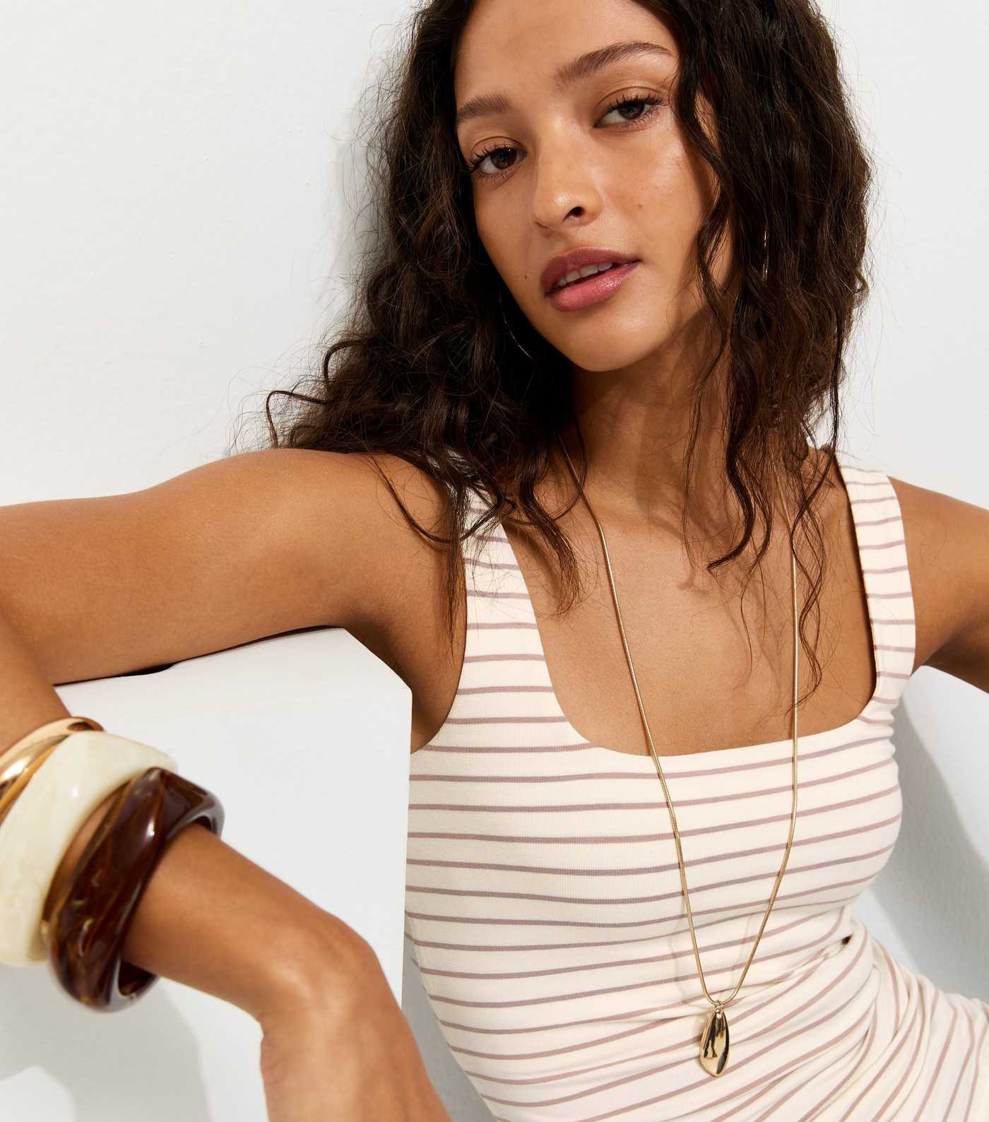 White Striped Square Neck Vest | New Look | New Look (UK)