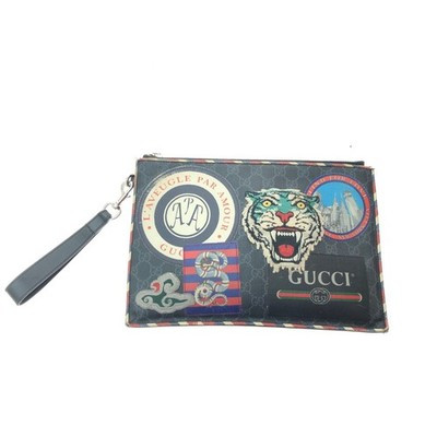 Authenticity GuaranteeGUCCI Men's Clutch Bag GG Supreme Night Courier Tiger Patch Black Used | eBay US