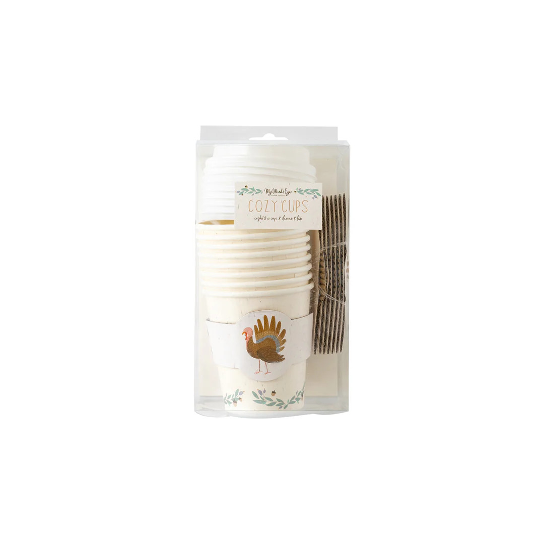 Harvest Turkey To-Go Cozy Cups (8ct - 8oz) | My Mind's Eye