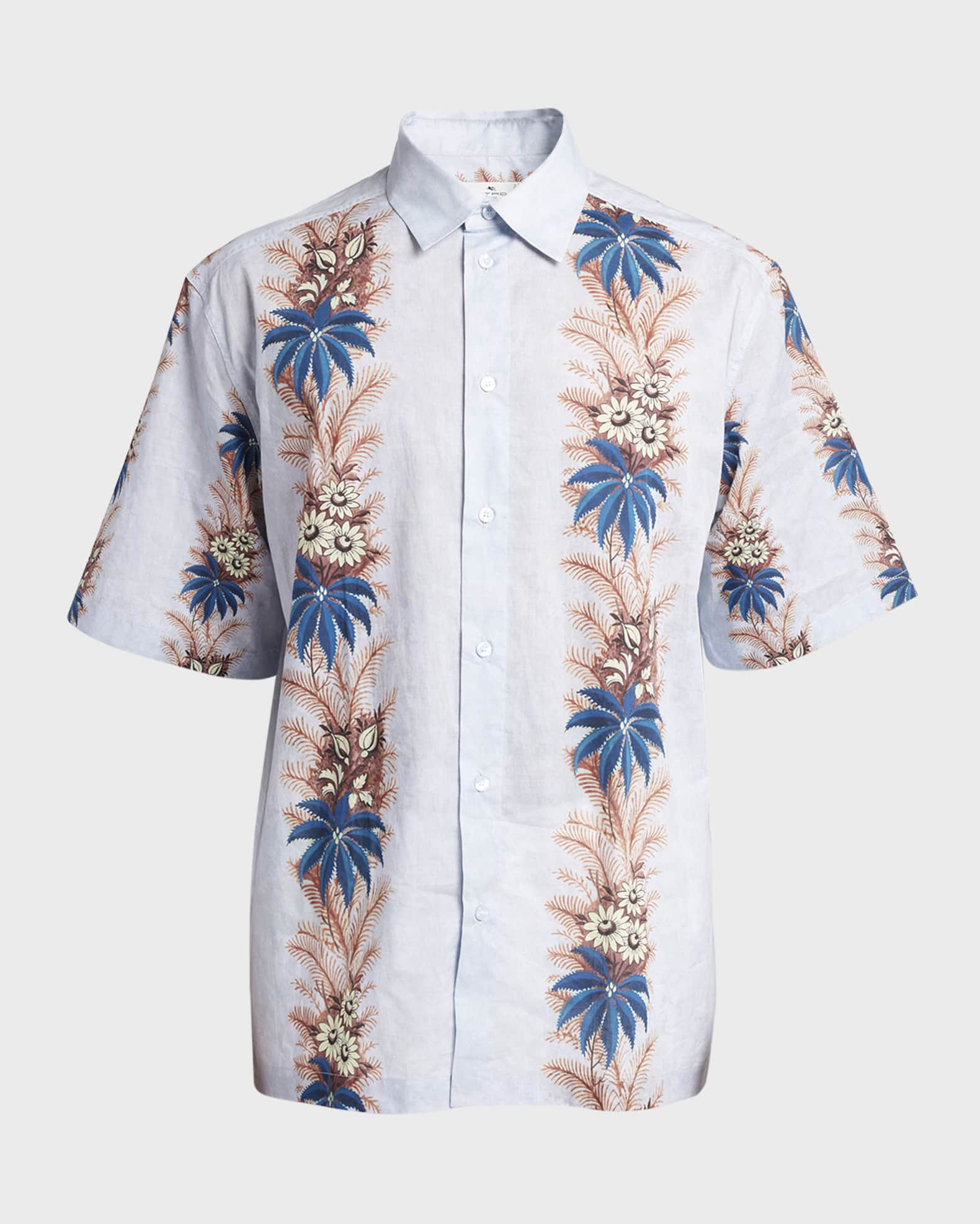 Men's Floral Stripes Button-Down Shirt | Neiman Marcus