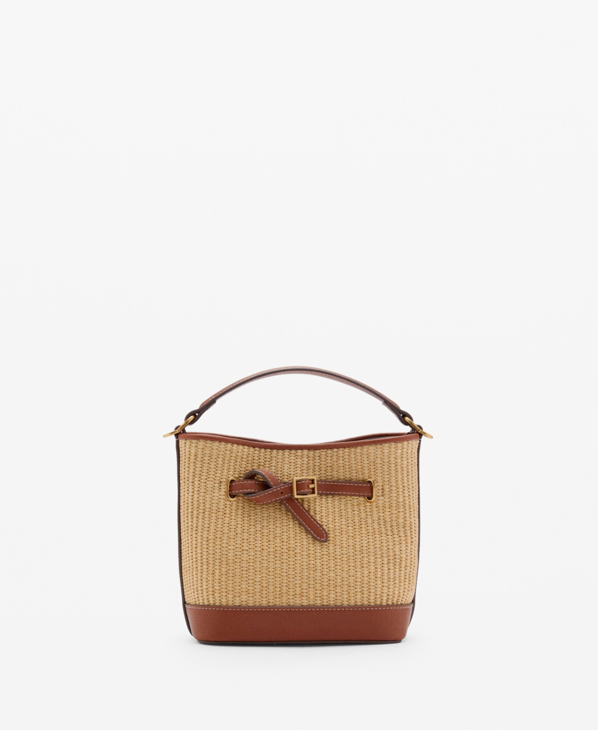 Mango Women's Buckle Detail Canvas Bucket Bag - Leather | Macy's