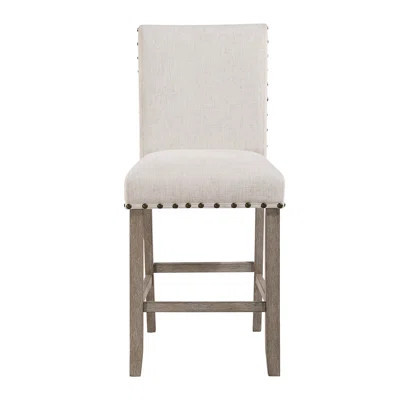 2 Dark Gray Bar Stools, Fabric Upholstery, Foam Fill, Solid Back, For Casual Use In Dining Area, Wipe Clean Stools Kit Of 2, Filled, Covering, Room Ch | Wayfair North America