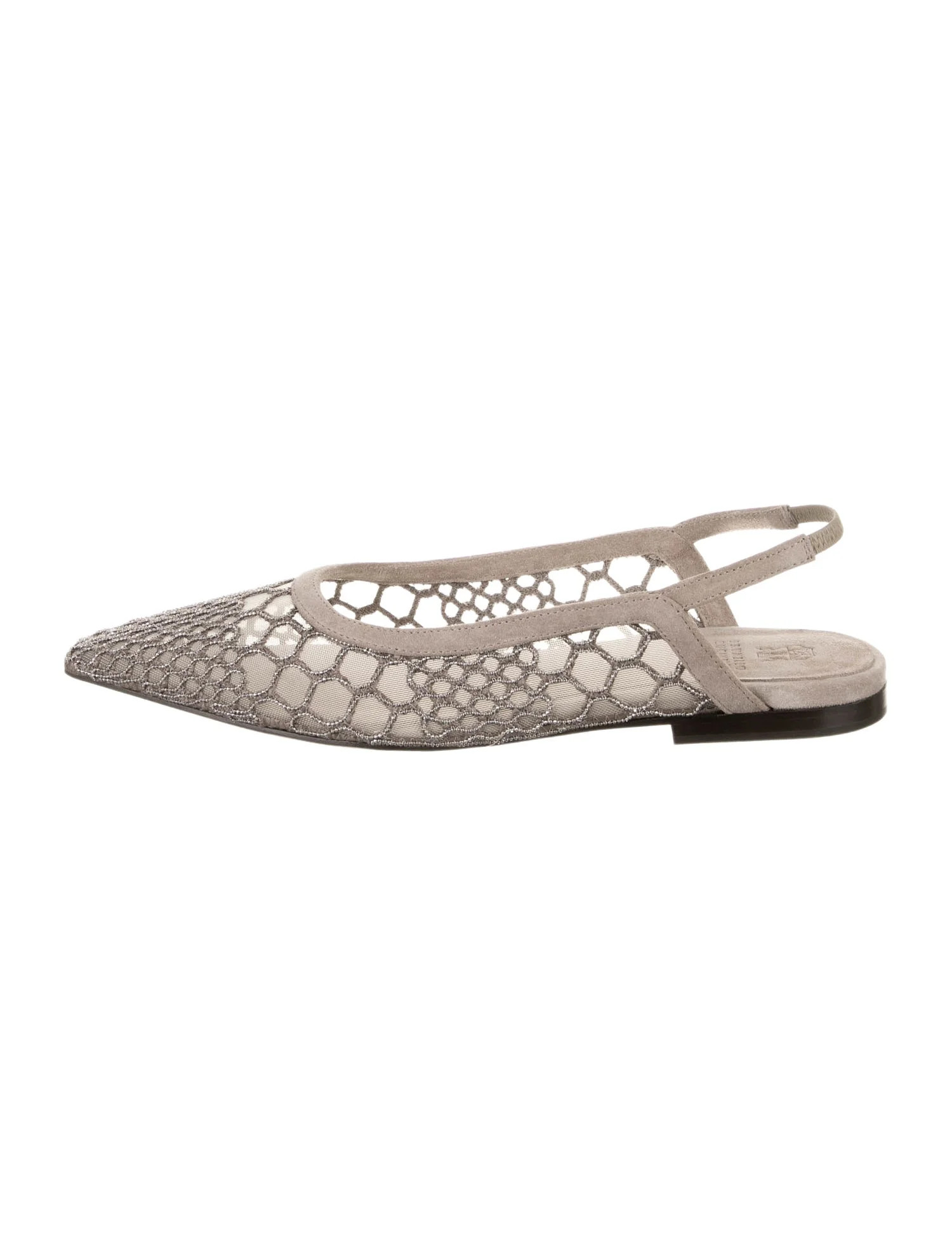 Brunello Cucinelli Glitter Printed Slingback Flats | The RealReal