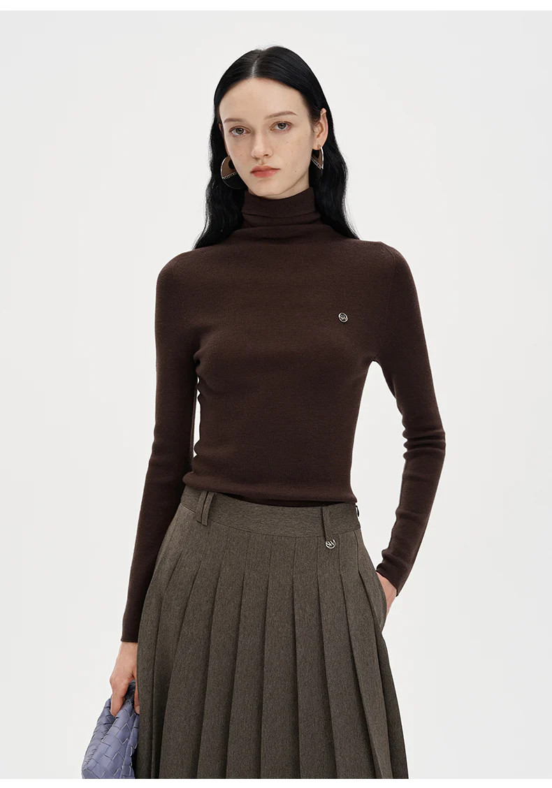 Turtleneck wool knitted shirt tight-fitting bottoming top | SELFWHO