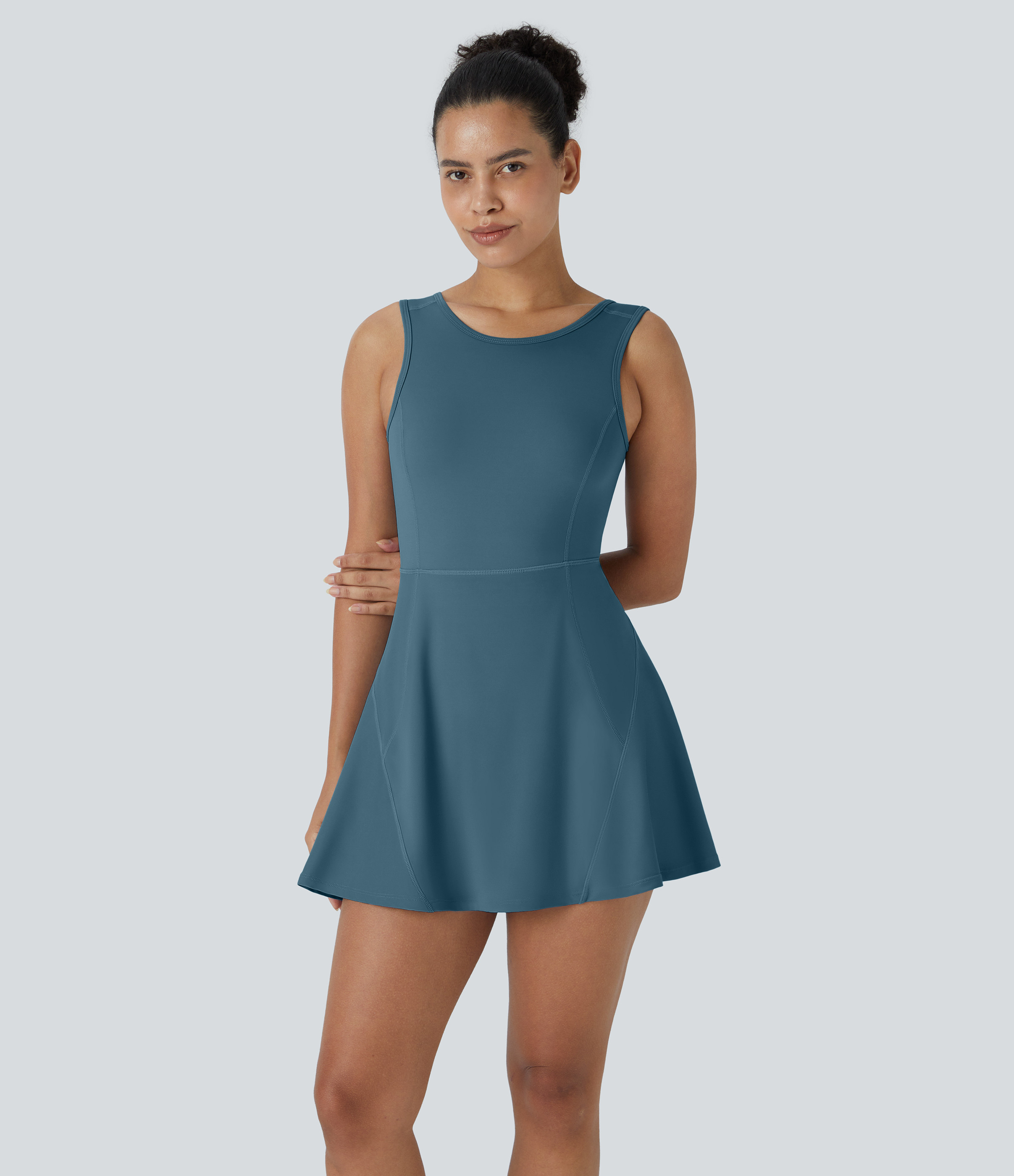 Halara 2-in-1 Pocket Mini Flare Golf Active Dress Workout Dress - Majolica Blue - XS | HALARA