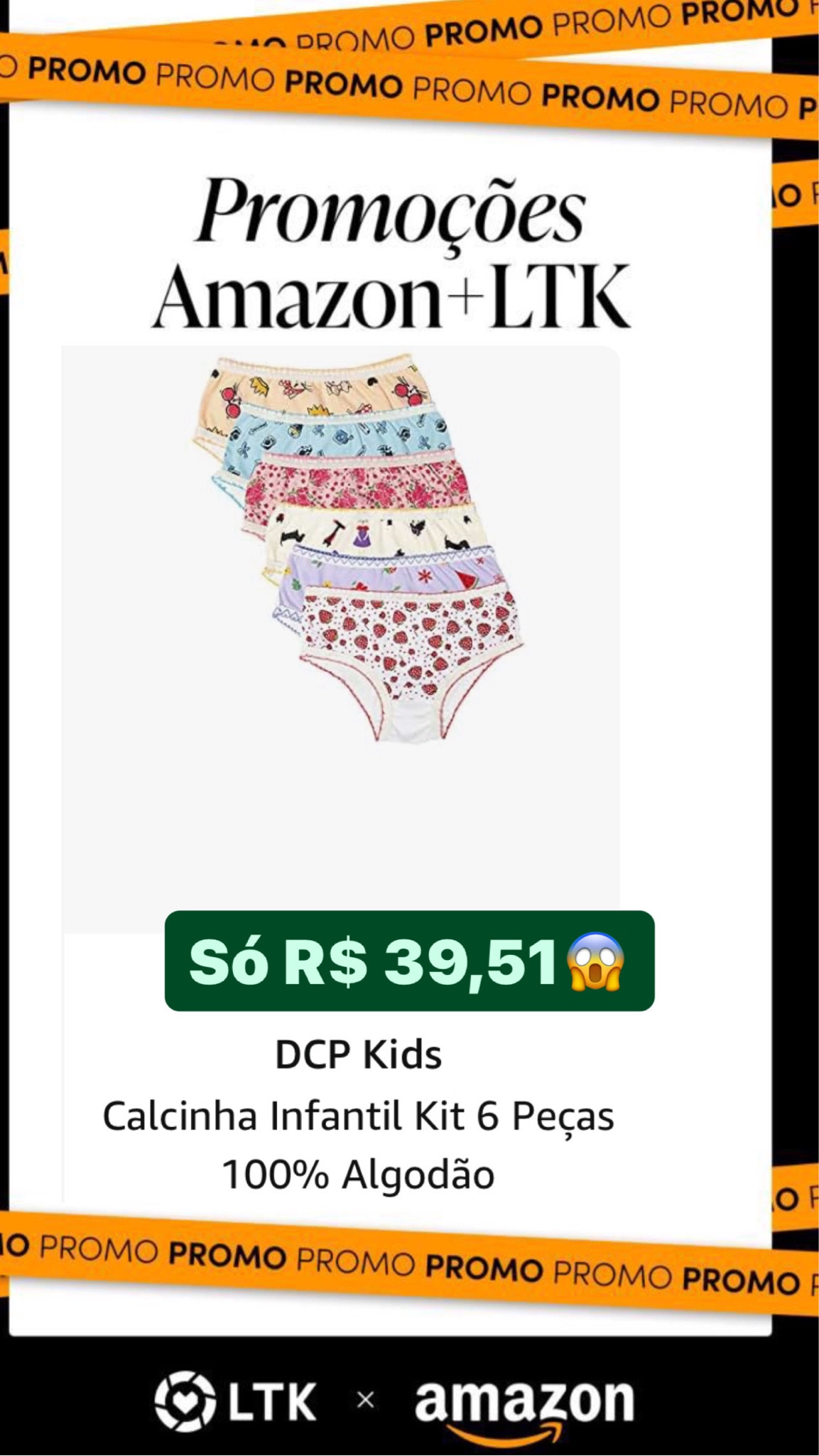 Kit de 6 calcinhas infantil, de algodão só R$ 39,51

#LTKVideo #LTKbrasil #LTKkids