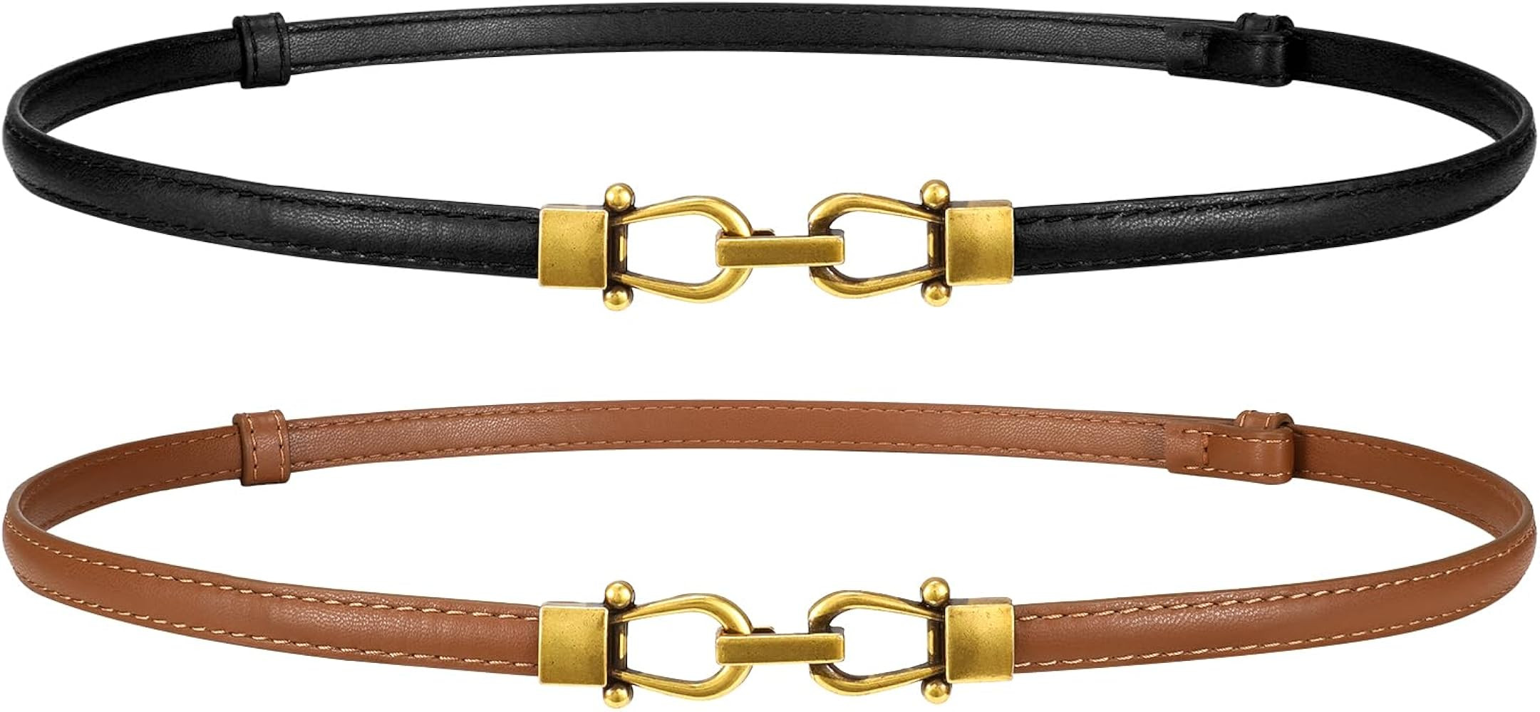 WERFORU Women Classic Leather Belt With Square Gold Silver Buckle For Jeans Pants | Amazon (US)