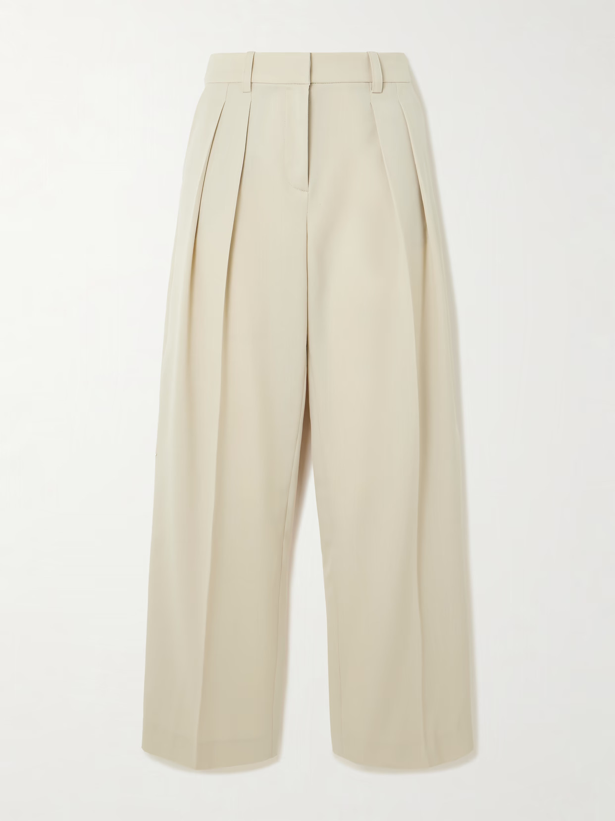 The Frankie Shop - Daytona Pleated Grain De Poudre Wide-leg Pants - Neutrals | NET-A-PORTER (US)