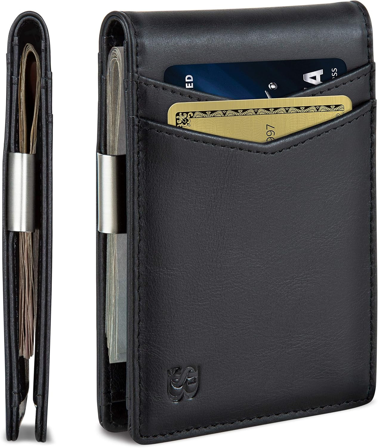 SERMAN BRANDS Money Clip Wallet - Mens Wallets slim Front Pocket RFID Blocking Card Holder Minimalist Mini Bifold | Amazon (US)