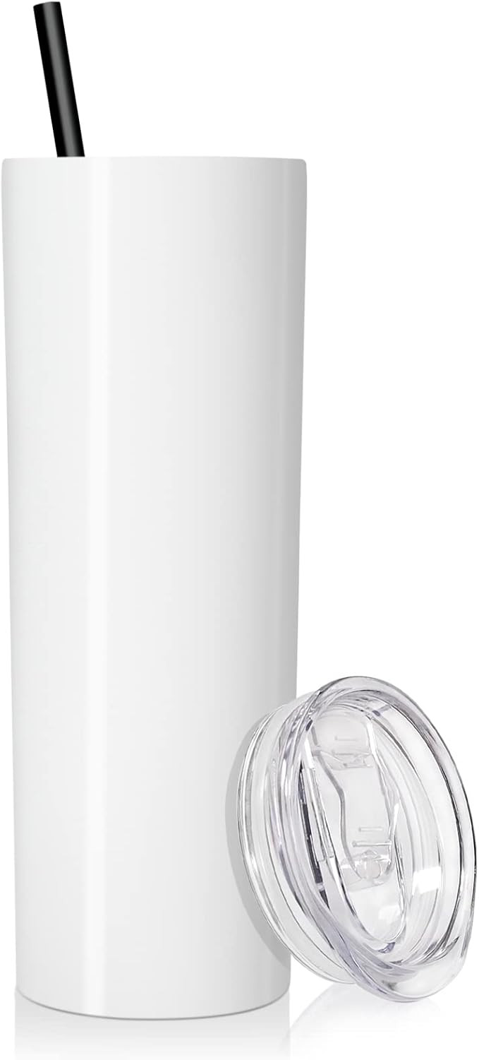 VEGOND Stainless Steel Skinny Tumbler, 20 oz Vacuum Insulated Blank Tumbler with Lid and Straw, D... | Amazon (US)
