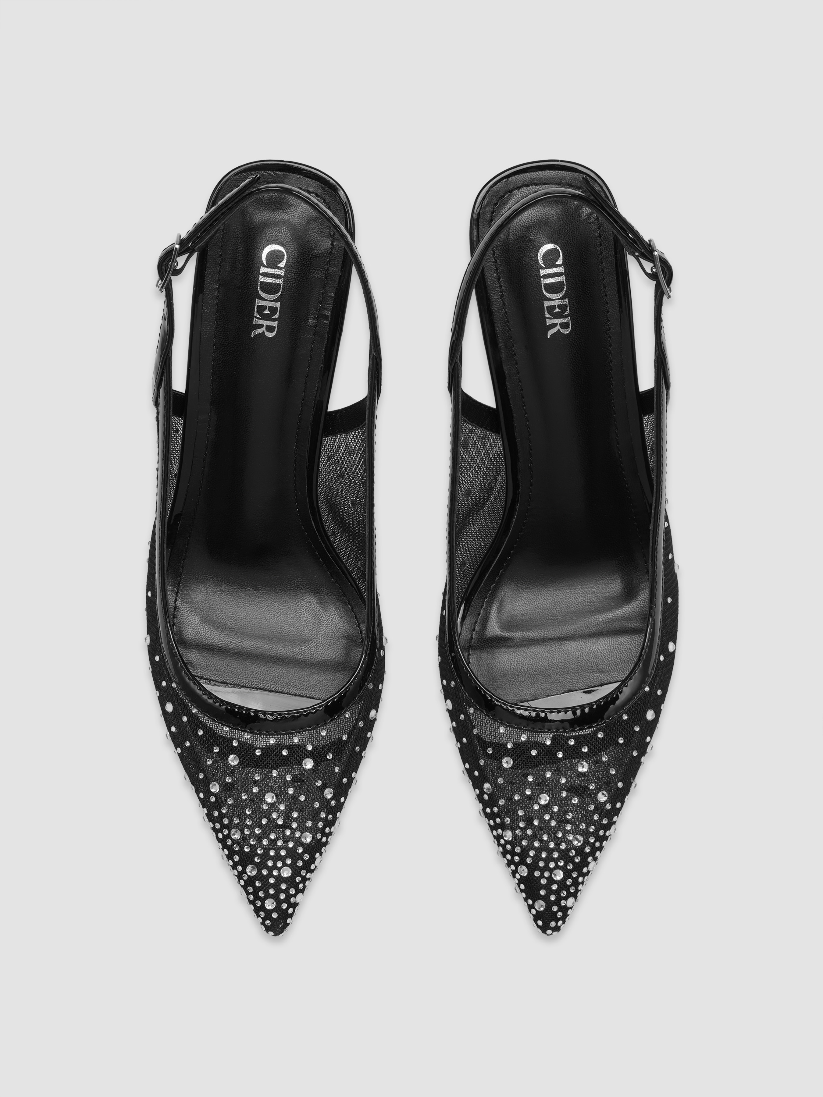 RHINESTONE MESH SLINGBACK HEELS | Cider